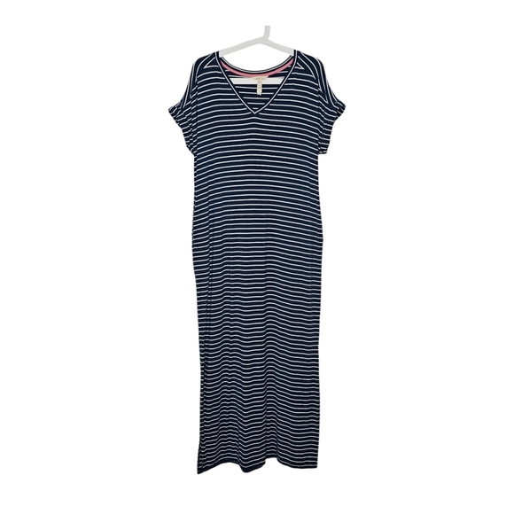 Matilda Jane Stripe Short Sleeve Maxi Dress Blue Set Sail Pockets Size Small - Picture 1 of 11
